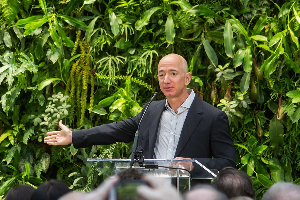 Jeff Bezos speaking at Amazon SPheres Grand Opening in Seattle